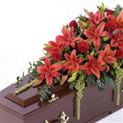 Lily and Rose Casket Spray - Red 3ft