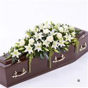 Lily and Rose Casket Spray - White 3ft