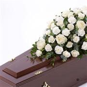 Rose and Carnation Casket Spray - White 4ft